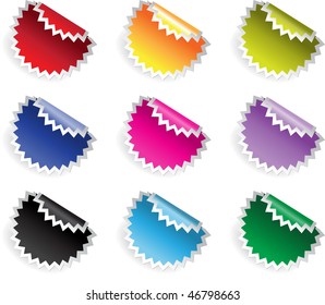Color glossy stickers in jaggies with reflection