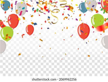 Color Glossy variety of colors  Balloons and Party Flags Background Vector Illustration EPS10
