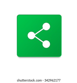 Color glossy web internet button with share sign. Rounded square icon with shadow