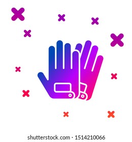 Color Gloves icon isolated on white background. Extreme sport. Sport equipment. Gradient random dynamic shapes. Vector Illustration