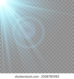 Color glowing light explodes on a transparent background. Sparkling magical dust particles. Bright Star. Transparent shining sun, bright flash. Vector sparkles.