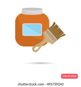 Color glue jar with brush flat icon. Stock Vector icon. Illustration for web and mobile design
