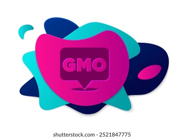 Ícone OGM colorido isolado no fundo branco. Acrônimo de organismo geneticamente modificado. Modificação de DNA alimentar. Banner abstrato com formas líquidas. Vetor