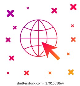 Color Go To Web icon isolated on white background. Globe and cursor. Website pictogram. World wide web symbol. Gradient random dynamic shapes. Vector Illustration