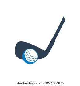 Farbgolfball mit Abschlag und eisernem Flachsymbol. Einfache bearbeitbare EPS-Vektorgrafik, geeignet für Web- und Druckartikel.