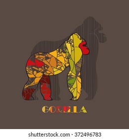 Color Gorilla. Animals set. Vector illustration