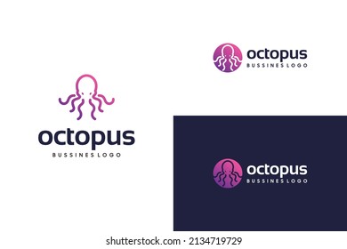 Color gradation octopus logo design inspiration