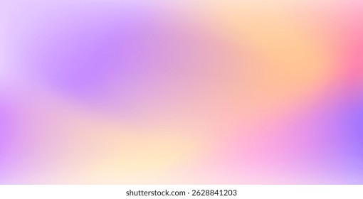 Color gradient abstract background with purple, pink, and yellow gradation. Soft pastel blur texture perfect for modern vector designs and illustrations.