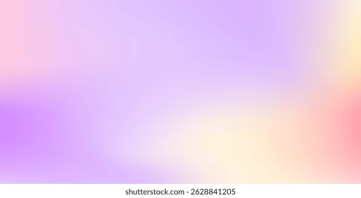 Color gradient abstract background with purple, pink, and yellow gradation. Soft pastel blur texture perfect for modern vector designs and illustrations.
