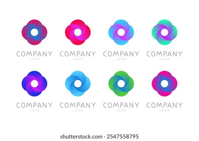 Color gradient abstract logo signets.