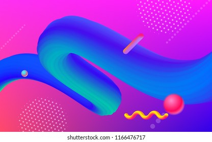 Color gradient abstract transition with digital geometric paint wave on trendy neon colorful background. Vector 3d design layout in vibrant trendy gradient color for music party poster