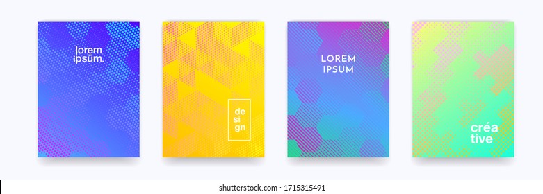 Color gradient background, geometric halftone pattern, vector abstract trendy line graphic design. Simple minimal elements in halftone color gradient, modern pattern backgrounds