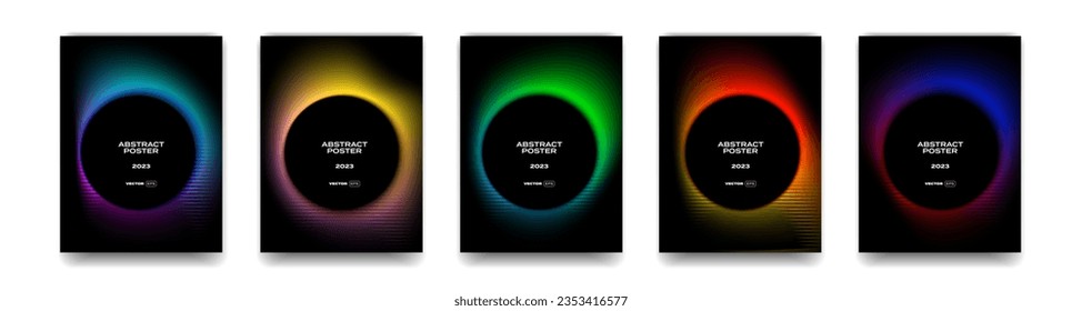 Color gradient background, neon gradation circles with halftone grain noise, vector posters. Holographic iridescent colors blend of chromatic fluorescent transition mesh