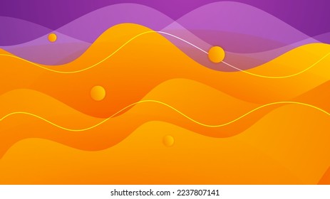 Color gradient background, wave line pattern, vector abstract trendy geometric graphic design. Simple minimal waves and lines yellow orange and purple color gradient pattern background