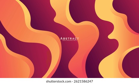 Color gradient background, wave line pattern, vector abstract trendy geometric graphic design. Simple minimal waves and lines yellow orange and purple color gradient pattern background