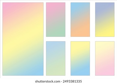Color gradient backgrounds. Soft pastel hues. Vector abstract design. Smooth gradient shades.