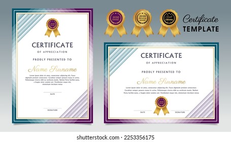 Plantilla de diseño de concesión de certificados de degradado de color