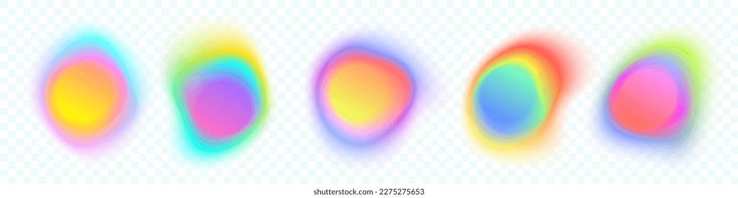 Color gradient circle backgrounds  abstract colors blend mesh and soft neon light  vector shapes  Color blend gradation texture  holographic iridescent round circles and liquid vibrant gradient blur