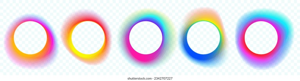 Color gradient circle backgrounds, abstract neon light of color blend shapes, vector bright gradation for logo template. Soft color gradient blend mesh blur of smooth vibrant multicolor, glow circles