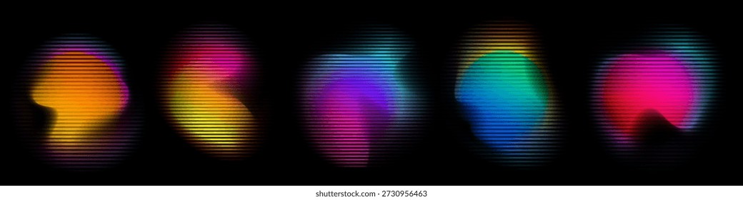 Color gradient circle backgrounds, abstract neon light of color blend shapes, vector bright gradation for logo template. Soft color gradient blend mesh blur of smooth vibrant multicolor, glow circles