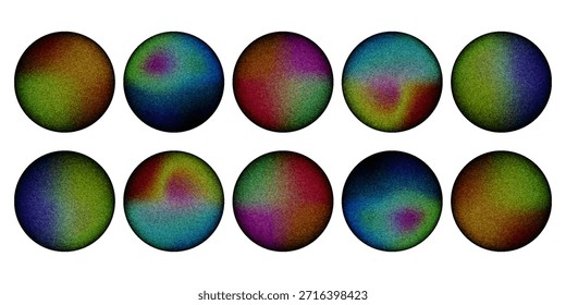 Círculo del gradiente del color con la textura del ruido del grano, Formas holográficas abstractas de la acuarela del Vector.