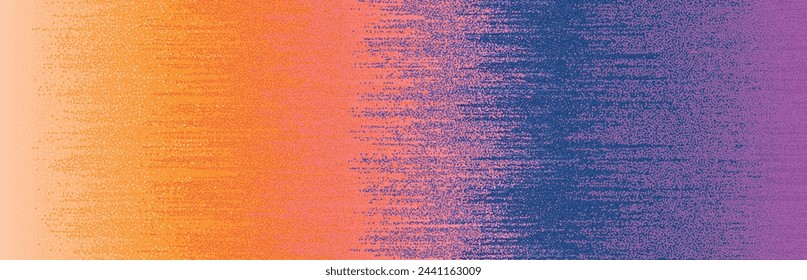 Color gradient of dots, grainy noise of halftones. Grainy watercolor painting, dotted pattern. Rainbow texture  iridescent colors.