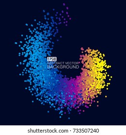 Color gradient dots make up the abstract background of spiral light
