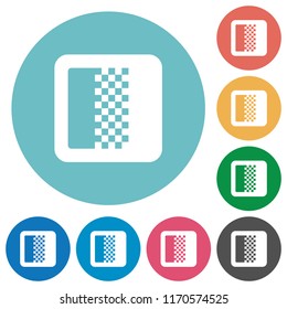 Color gradient flat white icons on round color backgrounds