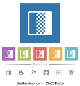 Color gradient flat white icons in square backgrounds. 6 bonus icons included.