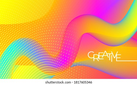 Gradiente de color, fondo futurista. Elemento de diseño moderno papel tapiz, fondo, empaque. Líneas de color luminosas, formas abstractas, puntos. Marco de estilo minimalista.