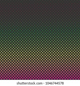 Color gradient halftone background. Dark gray background with dots. Colorful abstract halftone background. Green, yellow, pink, orange bright colors. Vector illustration EPS10