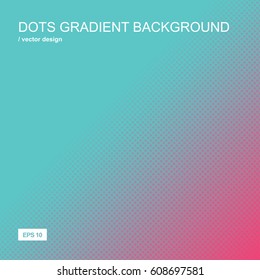 Color gradient halftone background. Dots textured pattern backdrop. Template for prints, covers, flyers, posters, placards and banner designs. Vector illustration. 