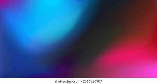 Color gradient lights on black background, abstract blue and red grain gradation texture, vector pink soft blur with noise texture abstract background