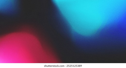Color gradient lights on black background, abstract blue and red grain gradation texture, vector pink soft blur with noise texture abstract background