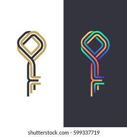 Color and gradient line key symbol, safety and property logo