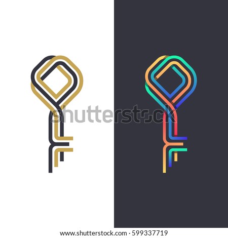 Color and gradient line key symbol, safety and property logo