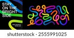 Color Gradient Line Shapes. Abstract Wavy Ribbons. Vector Rainbow Spiral Design Elements