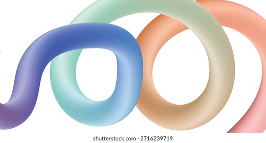Color Gradient Line Shapes. Abstract Wavy Ribbons. 3D Shape Graphic Element
