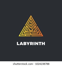 Color gradient logo of labyrinth. Vector logotype