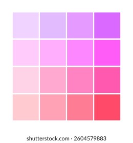 Color gradient palette. Soft pink tones. Purple and red squares. Vibrant color blocks.