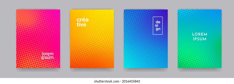 Color gradient pattern background, geometric halftone abstract trendy vector line graphic design. Simple minimal color gradient pattern backgrounds