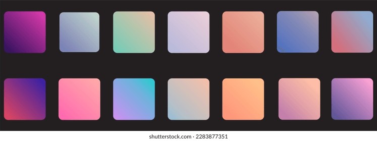 Color gradient Rectangle black backgrounds, abstract neon light shape with color gradation on vector. Color gradient soft blend solid of blue iridescent colors