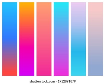 Color gradient set, modern unusual colors, vector palette template.