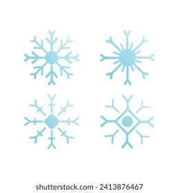 Diseño de vectores de conjunto de iconos de copo de nieve de degradado de color.