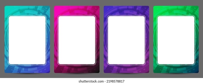 color gradient and techno texture on cards frame set