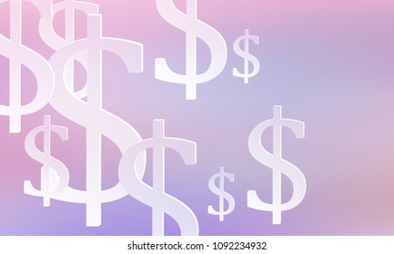Color gradient vector background with signs of dollars. Modern abstract illustration with banking symbols.
