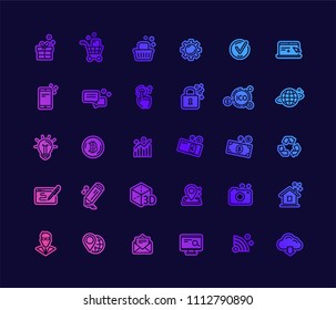 Color gradient web design icons vector set
