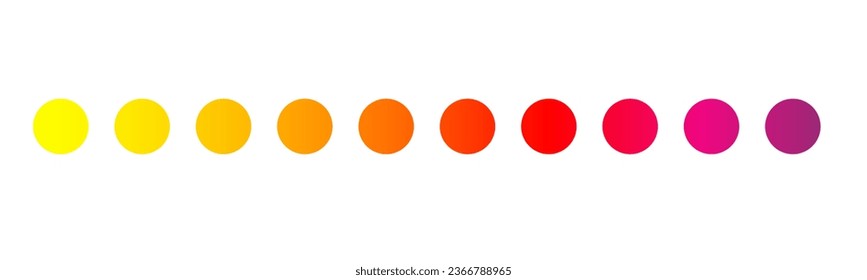 Color gradient from white yellow orange purple, dots isolated on white background