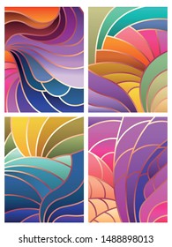 Color Gradients Background Set Stained Glass Decor Style 
