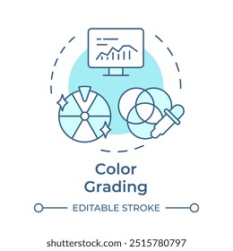 Color grading multi color concept icon. Video editing, visual correction. Editing software. Round shape line illustration. Abstract idea. Graphic design. Easy to use in infographic, presentation